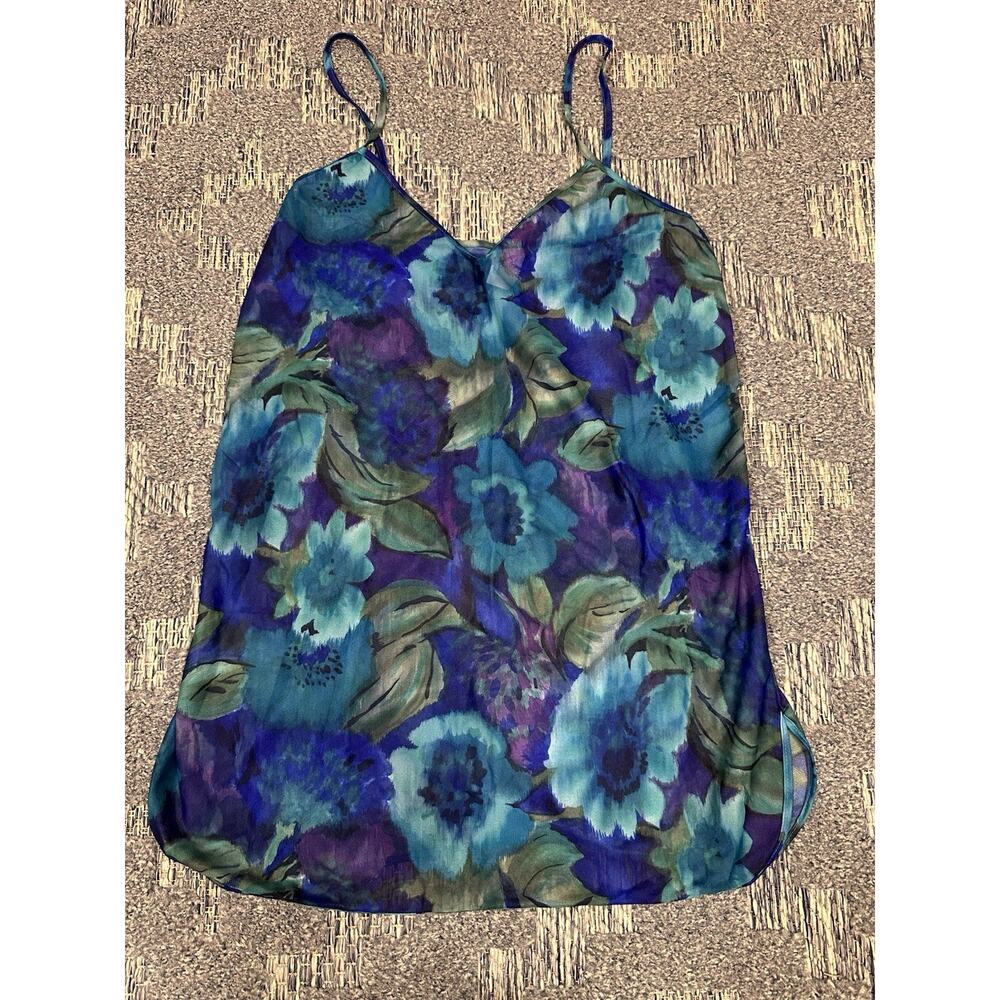 Undercover Wear Vintage Nightie Floral Made In USA Size Large Short Sheer Tank